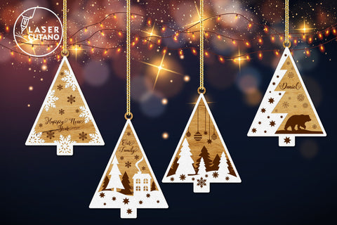 CHRISTMAS TREES Bundle, Multilayer Laser Cut Files, Mandala, SVG, 3D Designs, Mini Design Bundles SVG LaserCutano 