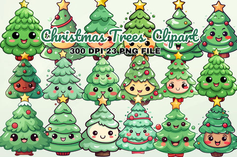Christmas Trees Clipart Bundle Sublimation Regulrcrative 