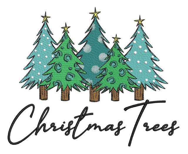Christmas Trees Embroidery Design, Leopard Christmas trees Embroidery File, Xmas tree embroidery, 4 sizes, Instant download Embroidery/Applique DESIGNS Nino Nadaraia 