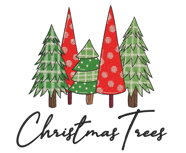 Christmas Trees Embroidery Design, Xmas Embroidery File, 4 sizes, Instant Download Embroidery/Applique DESIGNS Nino Nadaraia 