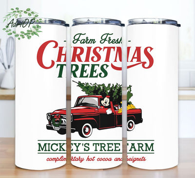 Christmas Trees Farm 20oz Tumbler, Christmas Red Truck Tumbler, Mouse and Dog Winter Tumbler, Xmas Tree Truck Tumbler Sublimation AdriOP 