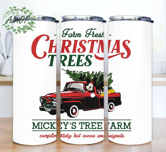 Christmas Trees Farm 20oz Tumbler, Christmas Red Truck Tumbler, Mouse and Dog Winter Tumbler, Xmas Tree Truck Tumbler Sublimation AdriOP 