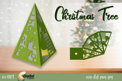 Christmas Trees Lantern SVG. Christmas Lantern Paper Cut. 3D Paper Evgenyia Guschina 