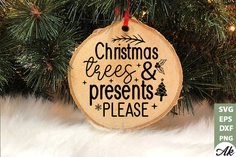 Christmas trees & presents please Round Sign SVG akazaddesign 