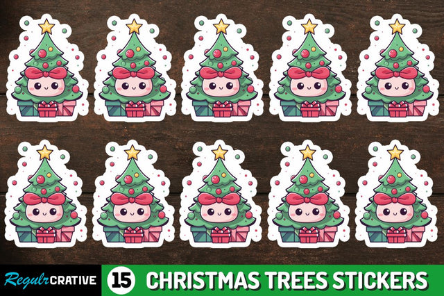 Christmas Trees Stickers Bundle Sublimation Regulrcrative 