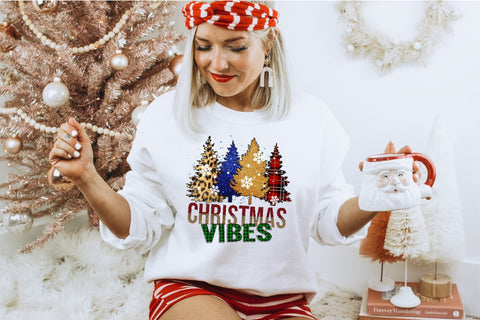 Christmas Trees Sublimation Design | Christmas Vibes PNG Sublimation OrangeBrushStudio 