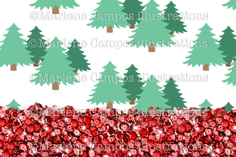 Christmas Trees Sublimation for Mug /Red Sequins /11oz and 15oz Sublimation Marlene Campos 