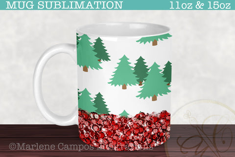 Christmas Trees Sublimation for Mug /Red Sequins /11oz and 15oz Sublimation Marlene Campos 