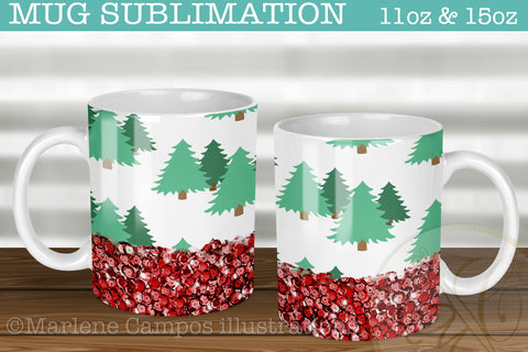 Christmas Trees Sublimation for Mug /Red Sequins /11oz and 15oz Sublimation Marlene Campos 