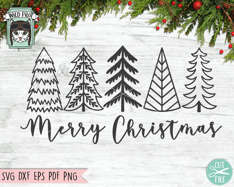 Christmas Trees SVG file, Merry Christmas Trees Svg File, Row of Trees ...