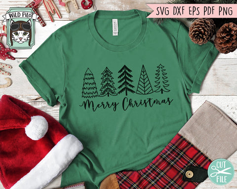 Christmas Trees SVG file, Merry Christmas Trees Svg File, Row of Trees SVG File, Christmas Cut File, Christmas Svg files, Christmas Sign svg SVG Wild Pilot 