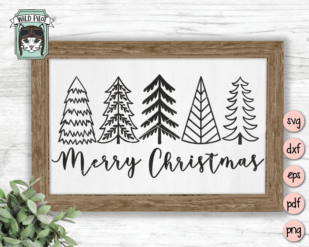 Christmas Trees SVG file, Merry Christmas Trees Svg File, Row of Trees ...