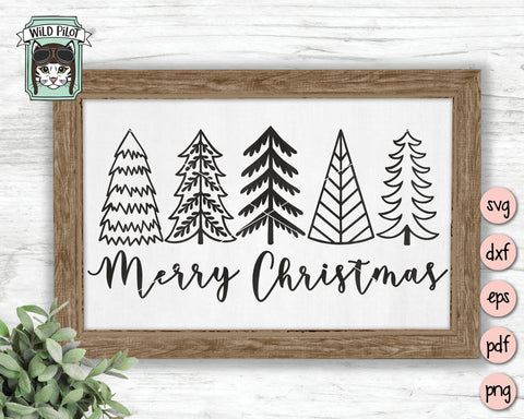 Christmas Trees SVG file, Merry Christmas Trees Svg File, Row of Trees SVG File, Christmas Cut File, Christmas Svg files, Christmas Sign svg SVG Wild Pilot 