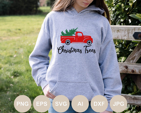Christmas Trees Svg, Red Truck Svg, Christmas Cut File, Christmas Sign Png, Holiday Silhouette, Merry Christmas Clipart, Cricut, Svg Shirt SVG BogeliaVector 