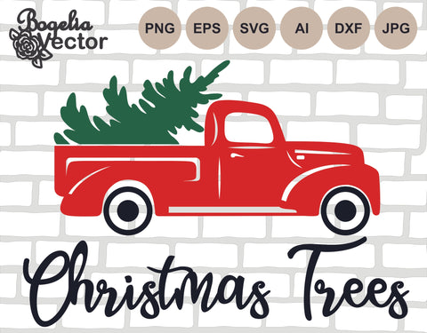 Christmas Trees Svg, Red Truck Svg, Christmas Cut File, Christmas Sign Png, Holiday Silhouette, Merry Christmas Clipart, Cricut, Svg Shirt SVG BogeliaVector 