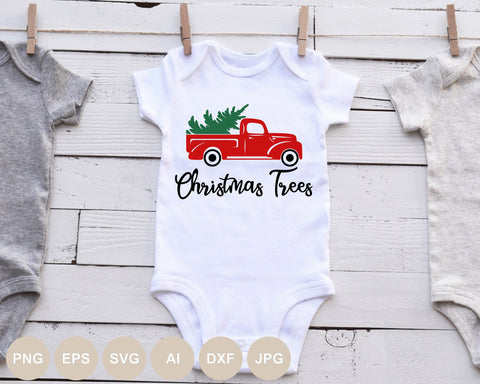 Christmas Trees Svg, Red Truck Svg, Christmas Cut File, Christmas Sign Png, Holiday Silhouette, Merry Christmas Clipart, Cricut, Svg Shirt SVG BogeliaVector 