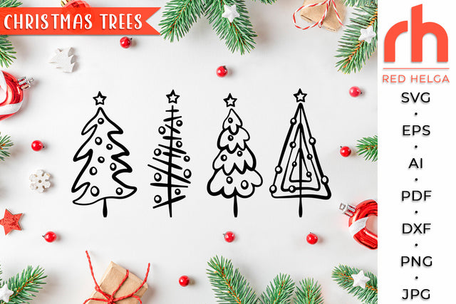 Christmas Trees SVG - Winter Design Cut File SVG RedHelgaArt 