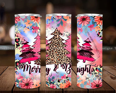 Christmas Trees Tumbler Png, Merry Christmas 20oz Skinny Tumbler Sublimation Designs Sublimation ToriDesigns 