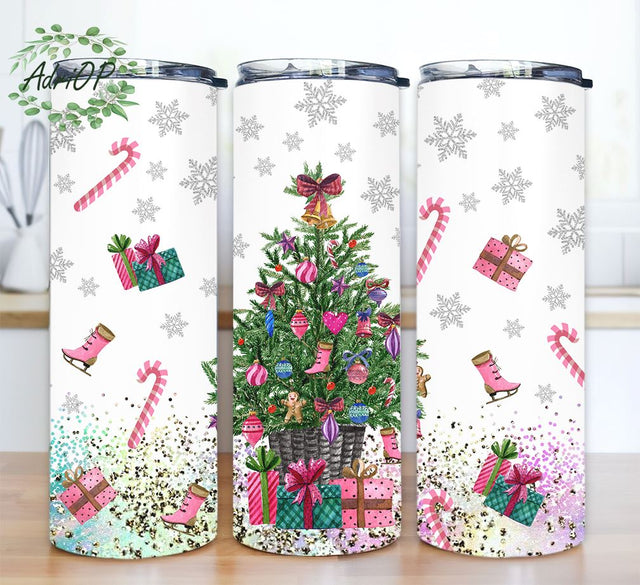 Christmas Trees Tumbler Wrap Seamless Sublimation Design 20oz Skinny Tumbler for Straight/Tapered Tumbler PNG File Digital Download Sublimation AdriOP 