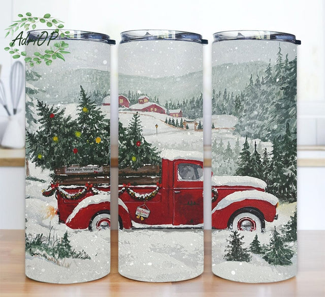 Christmas Truck 20oz Sublimation Tumbler Designs, Snowflake Christmas Truck Tumbler Png, Red Truck Tumbler, Christmas Tumbler, Cute Christmas Tree Tumbler Sublimation AdriOP 