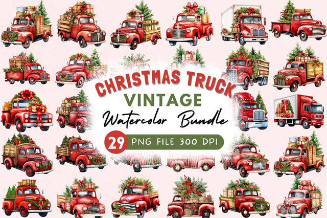 Christmas Truck Clipart Bundle Sublimation Regulrcrative 