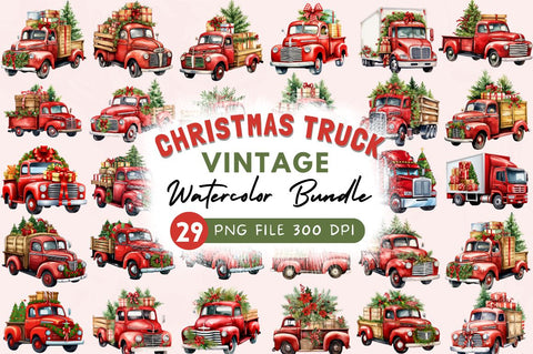Christmas Truck Clipart Bundle Sublimation Regulrcrative 