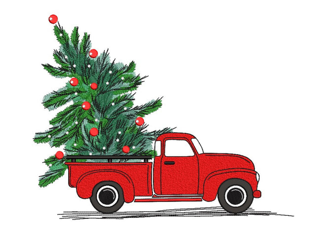 Christmas Truck Embroidery Design, Christmas Tree Embroidery File, 4 sizes, Instant Download Embroidery/Applique DESIGNS Nino Nadaraia 