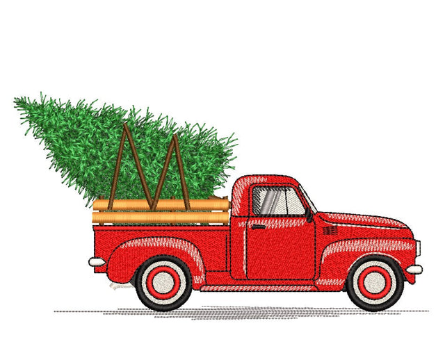 Christmas Truck Embroidery Design, Christmas Tree Embroidery File, 5 sizes, Instant Download Embroidery/Applique DESIGNS Nino Nadaraia 