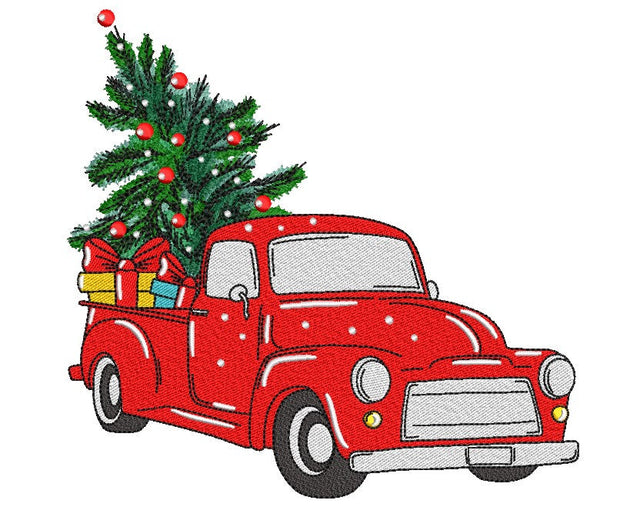 Christmas Truck Embroidery Design, Christmas Tree Embroidery File, 6 sizes, Instant Download Embroidery/Applique DESIGNS Nino Nadaraia 