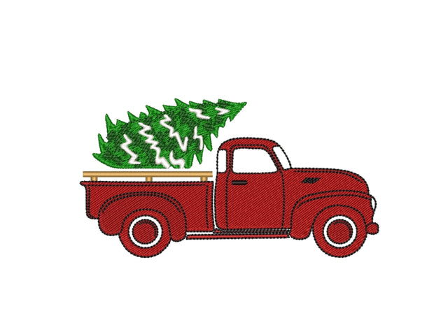 Christmas Truck Machine Embroidery Design, Truck with Tree Embroidery File, 4 sizes, Instant Download Embroidery/Applique DESIGNS Nino Nadaraia 