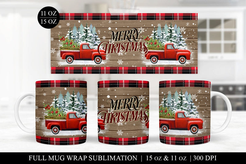 Christmas Truck Mug Sublimation PNG - 11oz & 15oz Sublimation BijouBay 