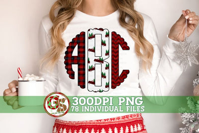 Christmas Truck Scalloped Monogram Set PNG Sublimation Greedy Stitches 