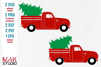 Christmas truck svg, Christmas truck tree svg, Red christmas truck svg, Red vintage truck svg SVG MAKStudion 
