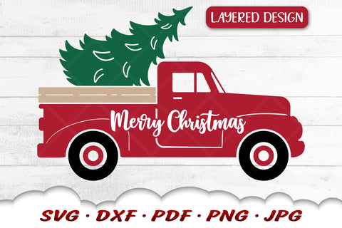 Christmas Truck SVG | Merry Christmas SVG | Red Truck SVG SVG Cloud9Design 