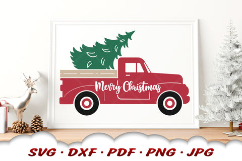 Christmas Truck SVG | Merry Christmas SVG | Red Truck SVG SVG Cloud9Design 