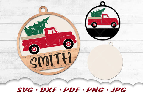 Christmas Truck SVG | Monogram Christmas Ornament SVG SVG Cloud9Design 