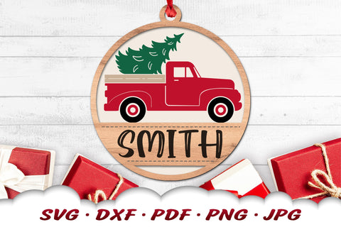 Christmas Truck SVG | Monogram Christmas Ornament SVG SVG Cloud9Design 