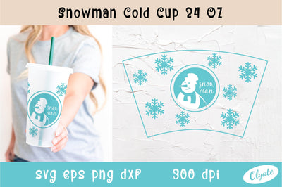 Christmas Tumbler 24 OZ. Snowman Cold Cup. Snowman Tumbler SVG Olga Terlyanskaya 