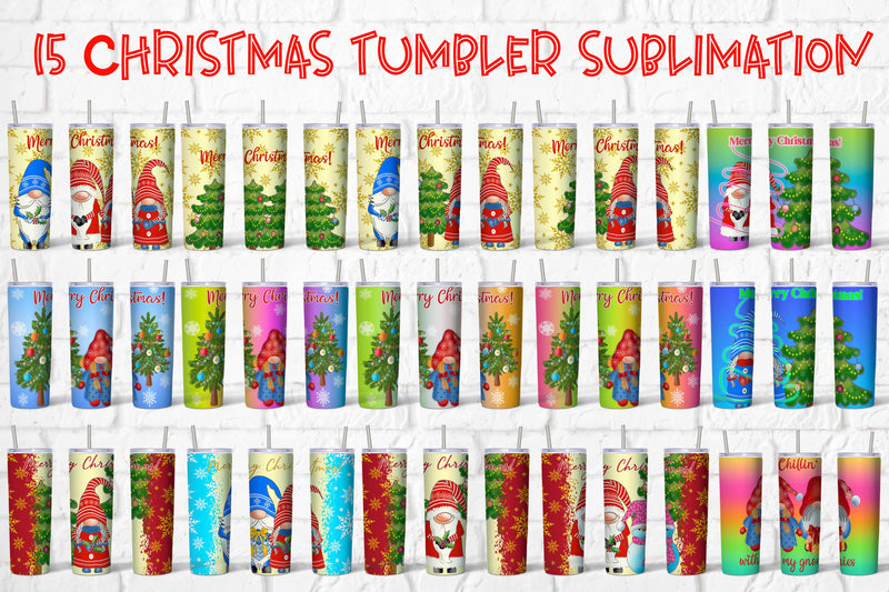 Christmas tumbler bundle | Christmas gnome tumbler design Sublimation Svetana Studio 