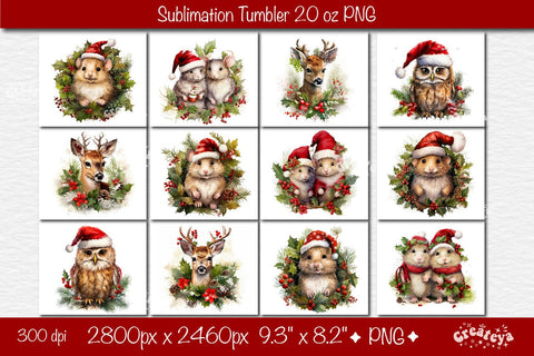 Christmas Tumbler Bundle Xmas Tumbler wrap png 20 Oz sublimation design. Sublimation Createya Design 