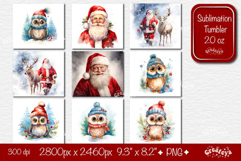 Christmas Tumbler Bundle Xmas Tumbler wrap png 20 Oz sublimation design. Sublimation Createya Design 
