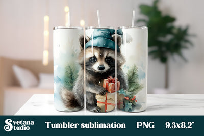 Christmas tumbler | Christmas raccoon tumbler sublimation Sublimation Svetana Studio 