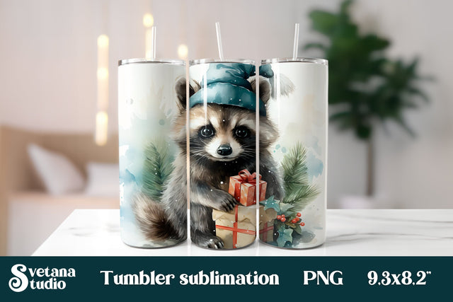 Christmas tumbler | Christmas raccoon tumbler sublimation Sublimation Svetana Studio 