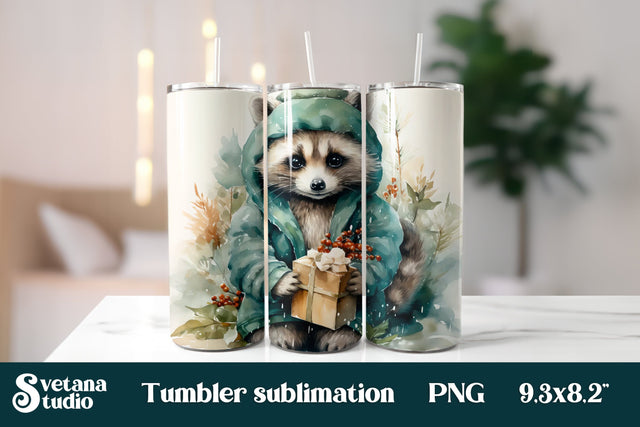 Christmas tumbler | Christmas raccoon tumbler sublimation Sublimation Svetana Studio 