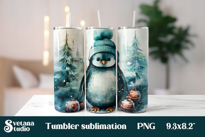 Christmas tumbler design | Christmas penguin tumbler Sublimation Svetana Studio 