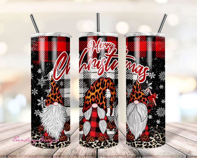 Christmas Tumbler, Gnomes Red Plaid Glitter 20oz Skinny Tumbler Sublimation Tumbler for Straight & Tapered Tumbler PNG File Digital Download Sublimation TrendingDesign 