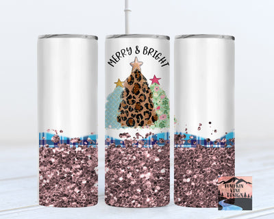 Christmas Tumbler - Merry and Bright - Christmas Tree Design Sublimation You Make It Personal 