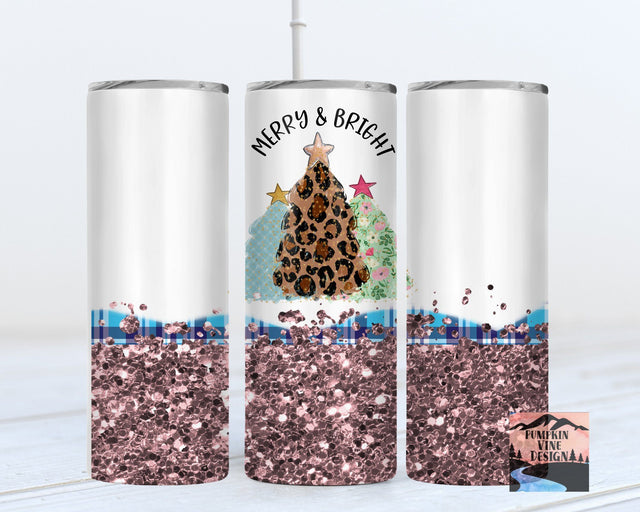 Christmas Tumbler - Merry and Bright - Christmas Tree Design Sublimation You Make It Personal 