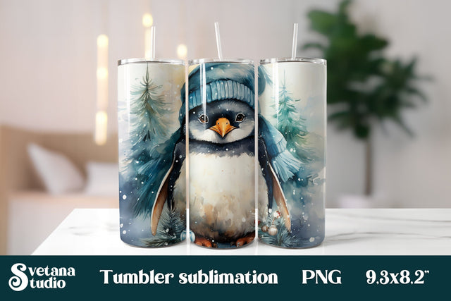 Christmas tumbler PNG | Christmas penguin tumbler Sublimation Svetana Studio 