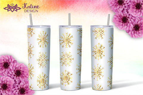 Christmas Tumbler, Red Maroon, White, Green, Dark Emerald, Gold Snowflake Tumbler, Winter Tumbler, Seamless Tumbler, Tumbler Bundle for 20 oz Skinny Sublimation Wrap Design. Straight and Tapered PNG file Sublimation KatineDesign 